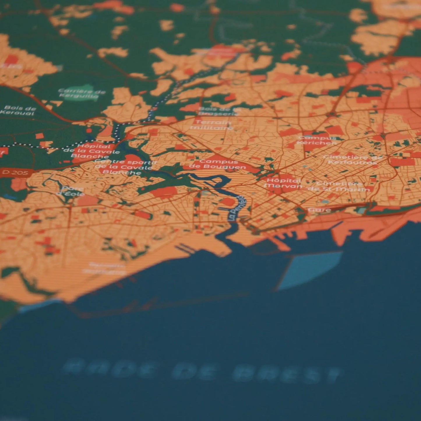 Zoom sur la qualité du papier d'art et de l'impression de l'affiche de Brest format Encas