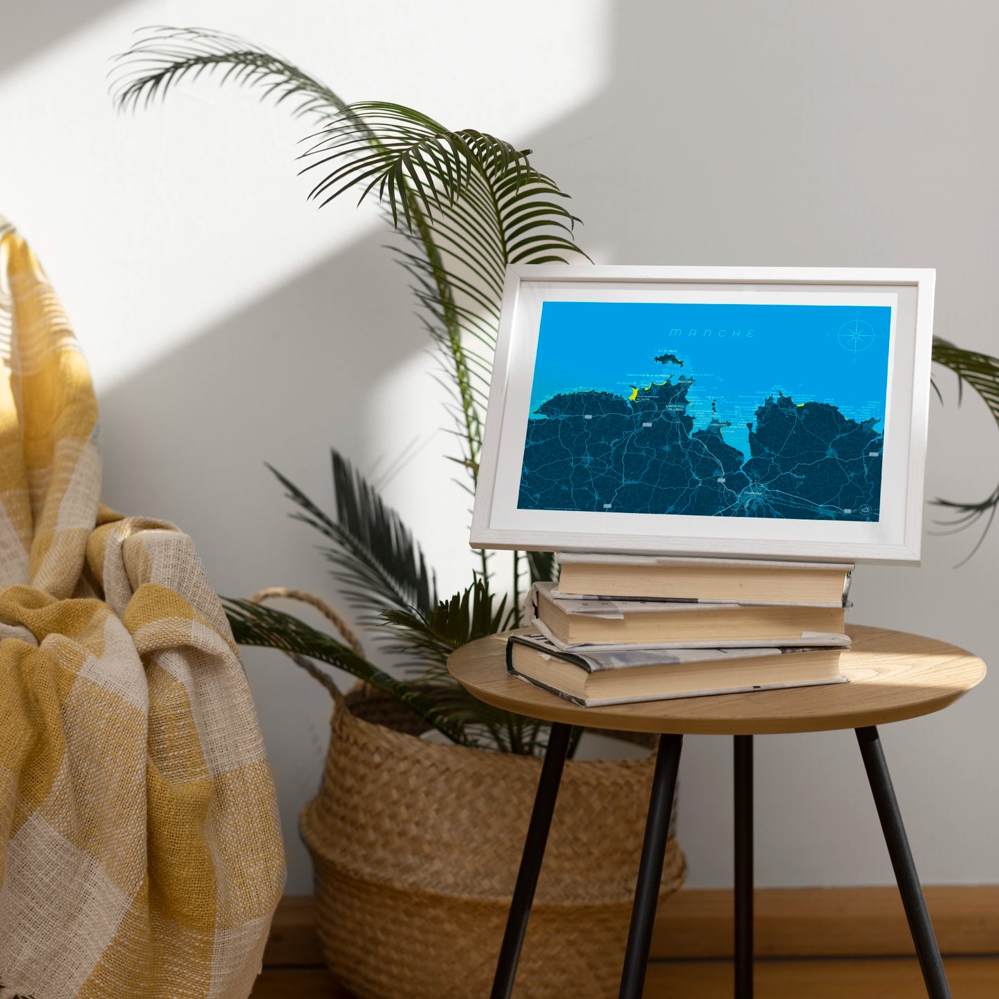 Présentation encadrée de la carte de la baie de Morlaix, format 30 x 40 cm