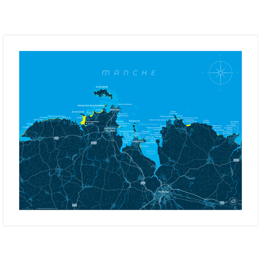 Carte représentant la baie de Morlaix au format 30 x 40 cm