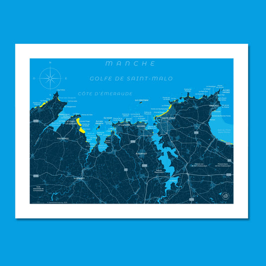 Présentation d'un extrait de la côte d'Emeraude, format 30 x 40 cm