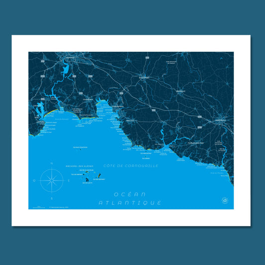 Présentation d'un extrait de la côte de Cornouaille et des îles de Glénan, format 40 x 50 cm
