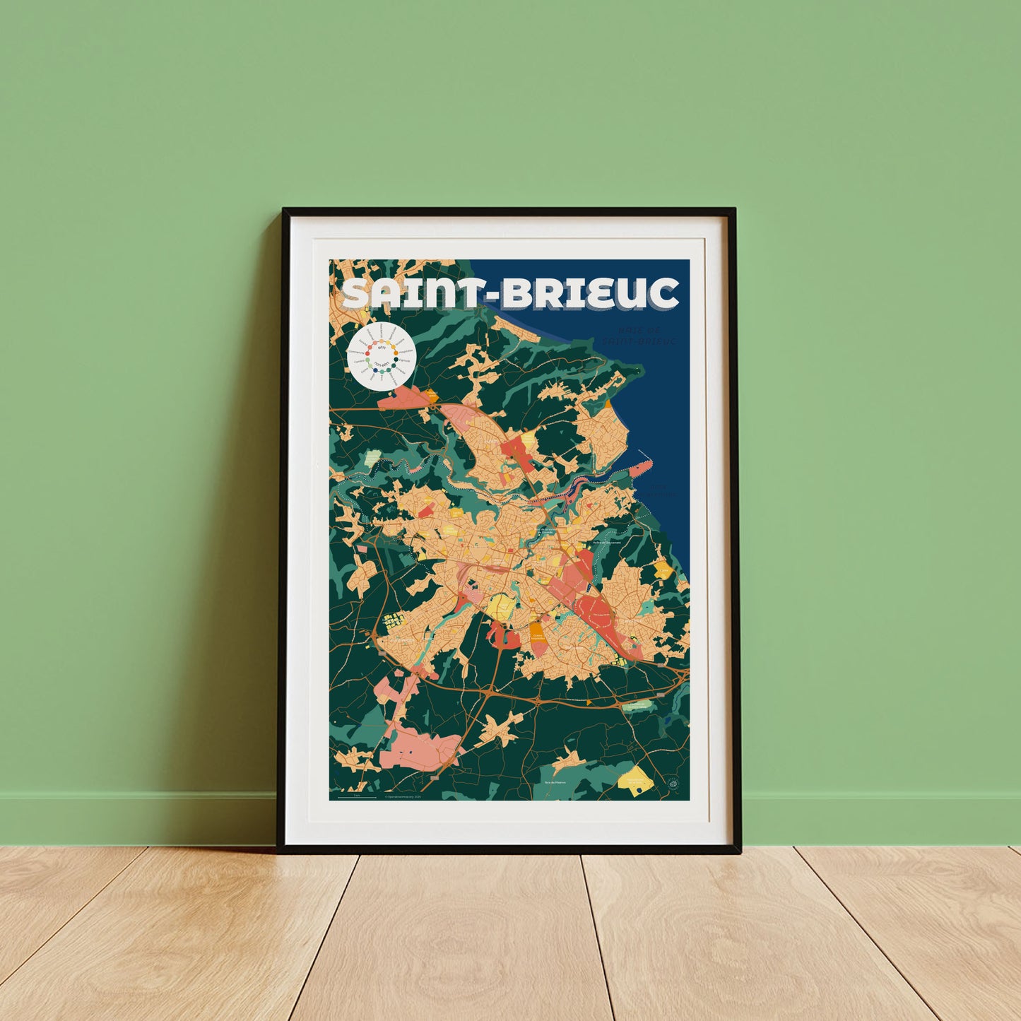 Présentation de l'affiche de Saint-Brieuc encadrée, format Gourmand 