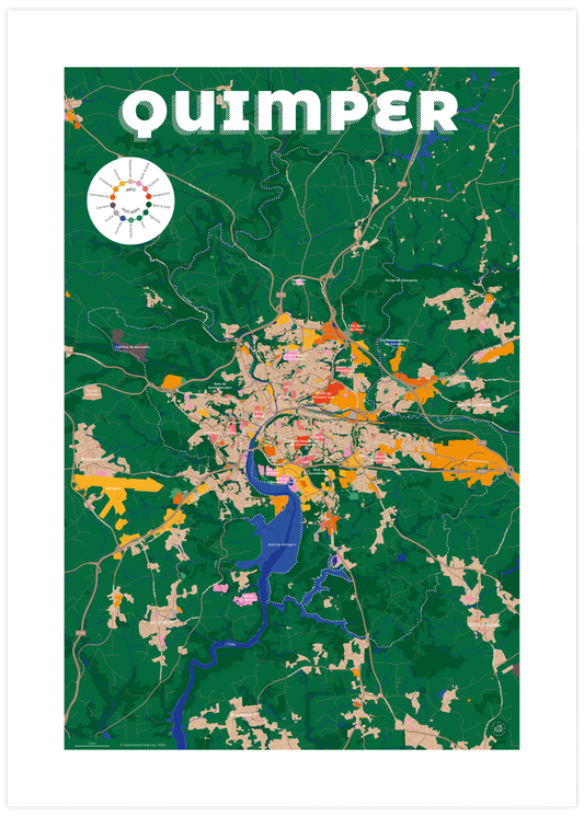Affiche du plan de ville de Saint-Brieuc au format 50 x 70 cm