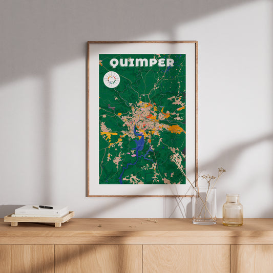 Présentation de l'affiche de Quimper encadrée, format Gourmand 