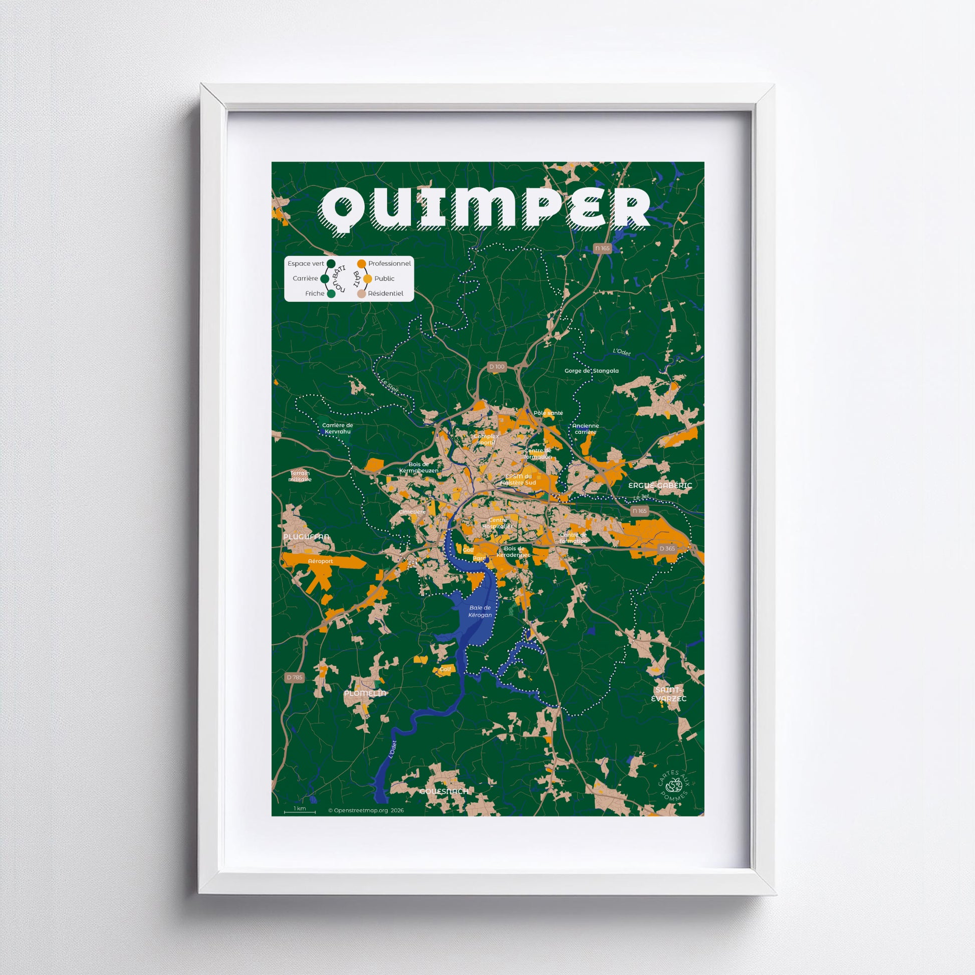 Présentation de l'affiche de Quimper encadrée, format Encas