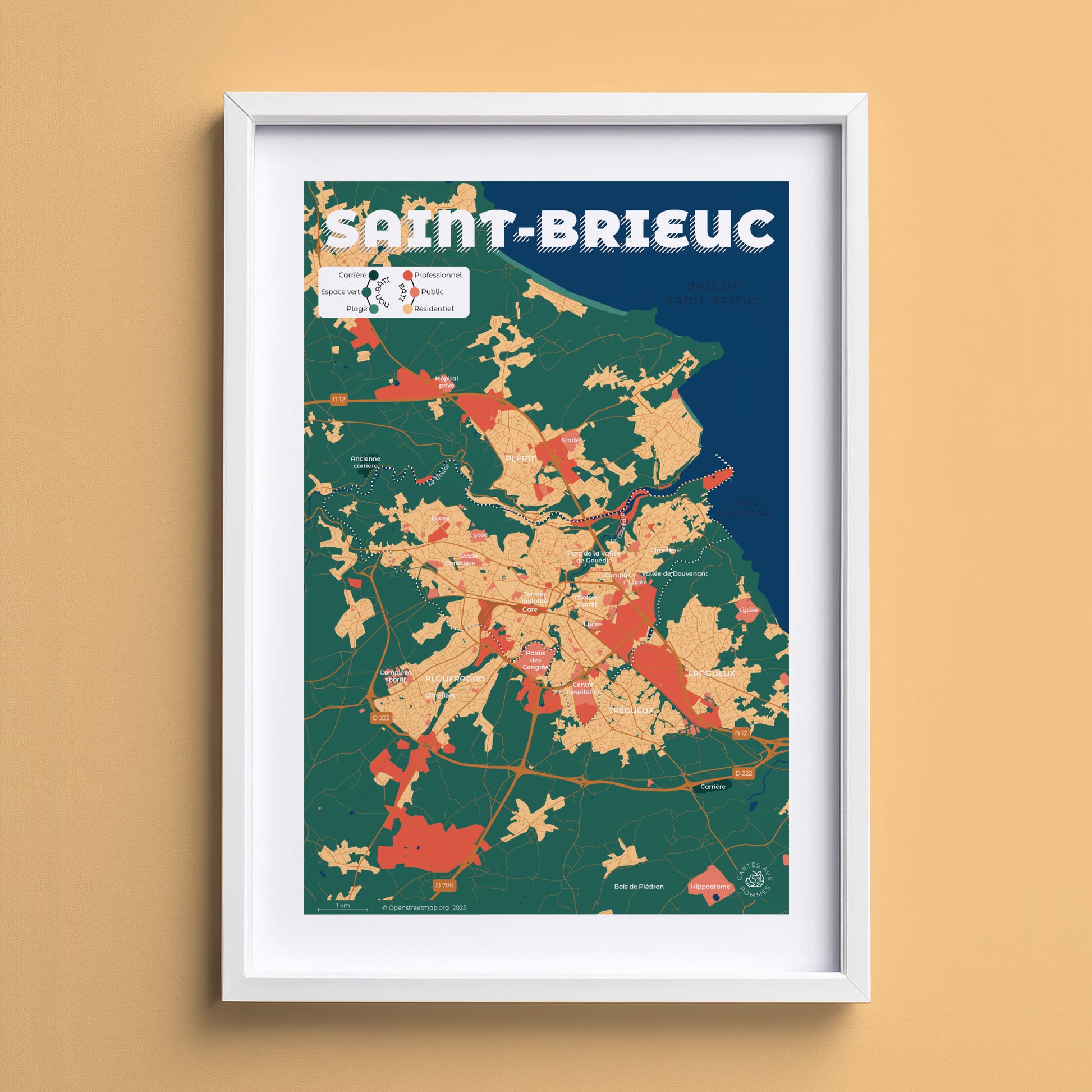 Présentation de l'affiche de Saint-Brieuc encadrée, format Encas