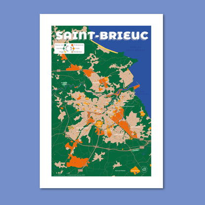 Affiche du plan de la ville de Saint-Brieuc au format 4