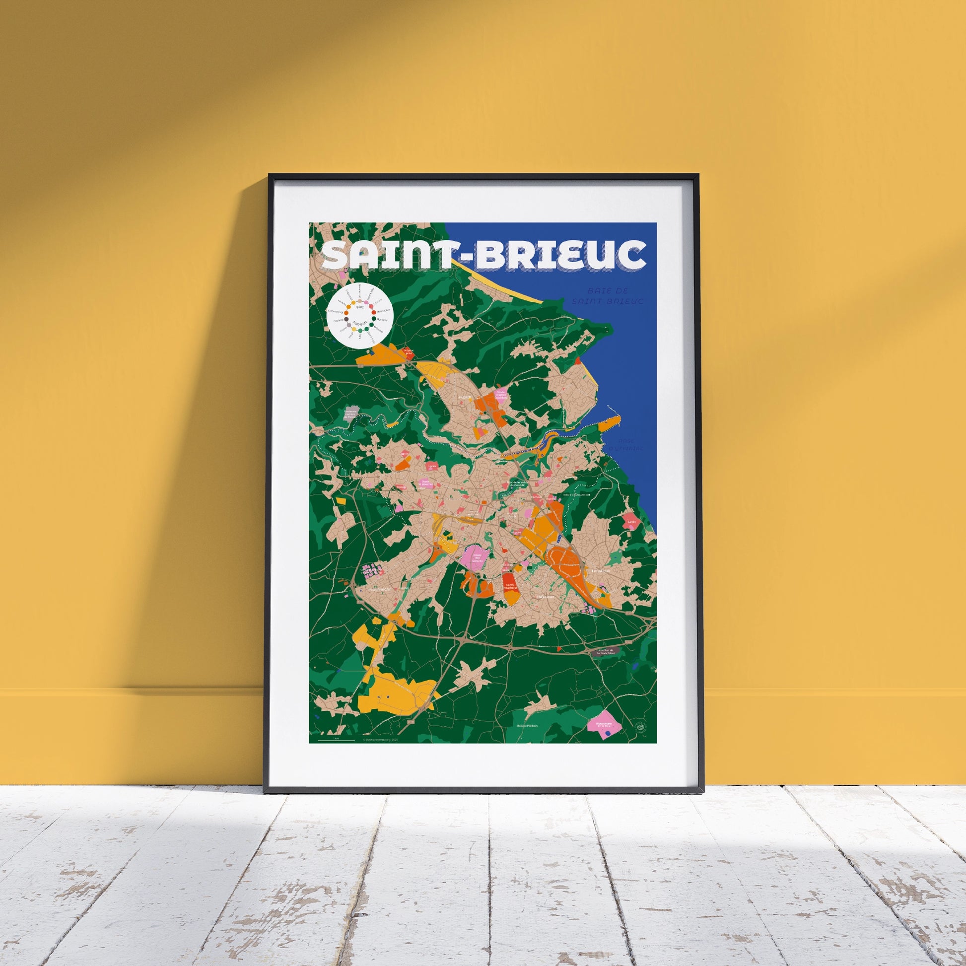 Présentation de l'affiche de Saint-Brieuc encadrée, format Gourmand 