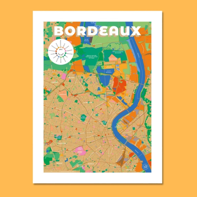 Affiche carte de Bordeaux - 30x40 cm