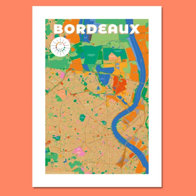 Affiche Carte de Bordeaux - 50x70 cm