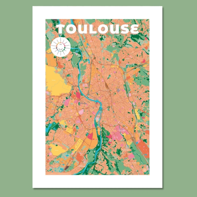 Affiche Carte de Toulouse - 50x70 cm