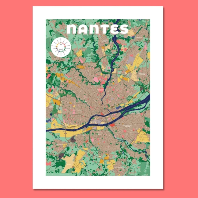 Affiche Carte de Nantes - 50x70 cm
