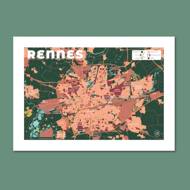 Affiche carte de Rennes - A4