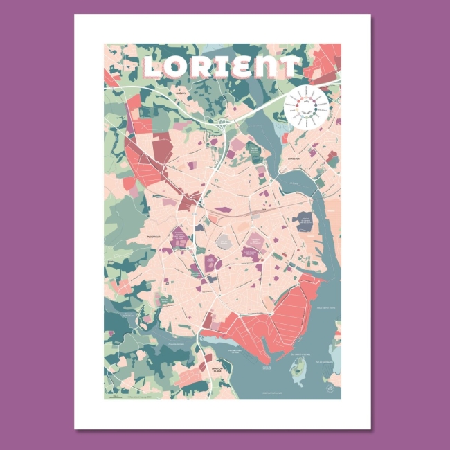Affiche Carte de Lorient - 50x70 cm