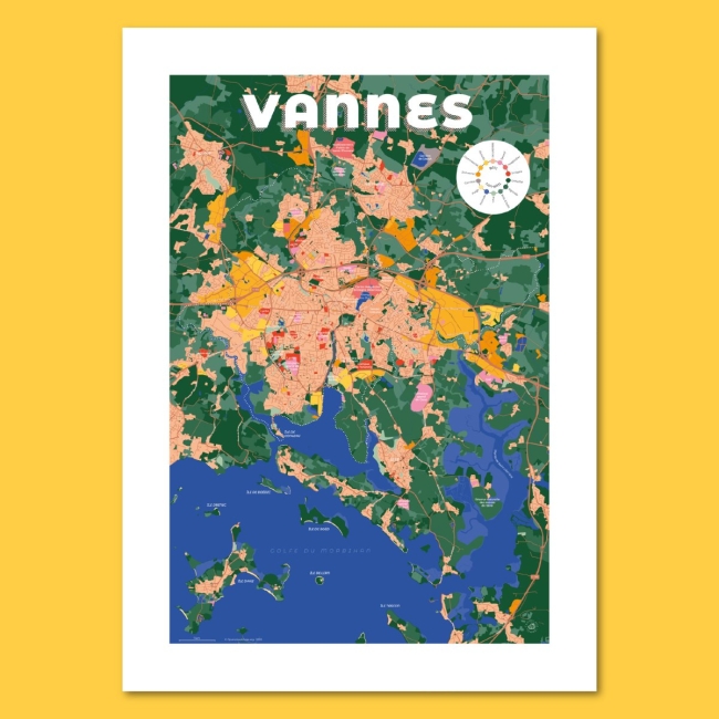 Affiche Carte de Vannes - 50x70 cm