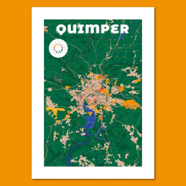 Affiche Carte de Quimper - 50x70 cm