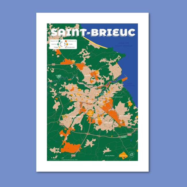 Affiche carte de Saint-Brieuc - A4