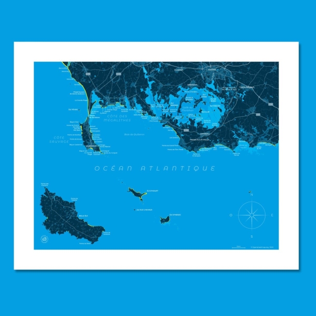 Affiche Golfe du Morbihan et Quiberon - 40x50 cm